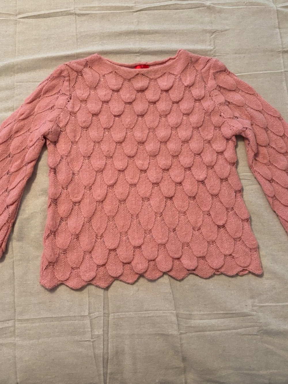 Vintage Textured Petal Knit Sweater - Dusty Rose M